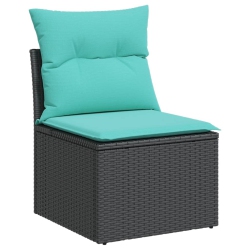 VIDAXL Garden Chair Armless With Cushions Poly Rattan In Black