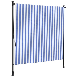 VIDAXL Outdoor Roller Blind And White 150X270 Cm Fabric&steel In Blue