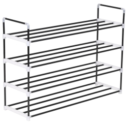 VIDAXL Shoe Rack With 4 Shelves Metal And Plastic In Black