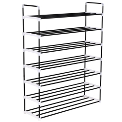 VIDAXL Shoe Rack With 7 Shelves Metal And Plastic In Black