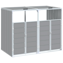 VIDAXL Wheelie Bin Storage for Double Bins 144X81X113 Cm Steel In Grey