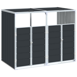 VIDAXL Wheelie Bin Storage for Double Bins Anthracite 144X81X113 Cm Steel