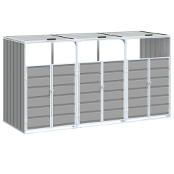 VIDAXL Wheelie Bin Storage for Triple Bins 216X81X115 Cm Steel In Grey