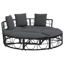 VIDAXL Outdoor Lounge Bed Without Canopy Poly Rattan In Black