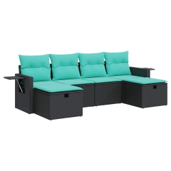 VIDAXL 6 Piece Garden Sofa Set With Cushions Poly Rattan In Black