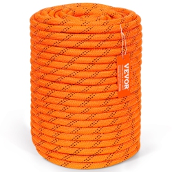 VEVOR 48-Strand Dual-Weave Polyester Cord, 1/2 Inch X 220 Feet, 8000 Lbs Tensile Strength, Multi-Use Outdoor Rope for Camping, Swinging, Rappelling