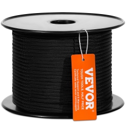 VEVOR 32-Strand Braided Nylon Cord, 3/16 Inch By 250 Feet, 720 Lbs Tensile Strength, Multi-Purpose Rope for Outdoor, Tree Work, Hiking, Swinging