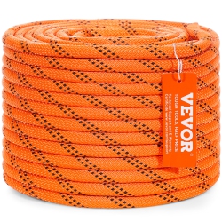 VEVOR 48-Strand Dual-Weave Polyester Cord, 3/8 Inch By 120 Feet, 4000 Pound Tensile Strength, Multi-Use Rope for Arborist Activities, And Outdoor