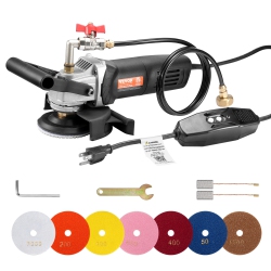 VEVOR 800W Wet Polisher, 4" Concrete Grinder \w 6 Speed And 7 Polishing Kits, Grinder Machine for Marble, Granite, Stone, Rock, Tile, Equipped \w A