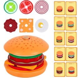 MYACUC Wooden Burger Stacking Toy, Fake Food Toys for Boys And Girls, Montessori Toys for 3-Year-Olds, Educational Toys
