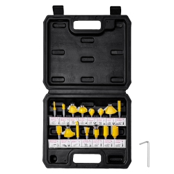 VEVOR 15 Pieces Router Bits Set, Carbide Router Bit Kit \w 1/4 Inch Shank, Plastic Carrying Case, Woodworking Tools for Professional And Beginners