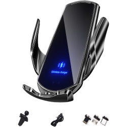 GREEN SCENIC 15W Fast Charging Car Phone Holder, Strong Vacuum Adsorption - 360° Rotation, Suitable for All Phones And Phone Cases (Black)