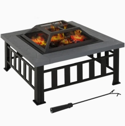 BOLDDECO Square Portable Fire Pit Lets You Hold Bonfires Cleanly, And Keep Your Fire Contained. Can Be Used As An Outdoor Side Table, Wood-Burning