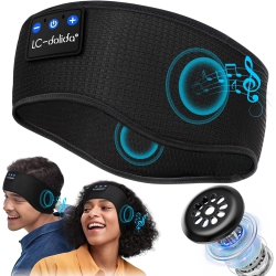 LC-DOLIDA Bluetooth Headband Sports Sleep Headphones, Wireless Music Sleeping Headphones Sleep Eye Mask Earbuds for Side Sleepers