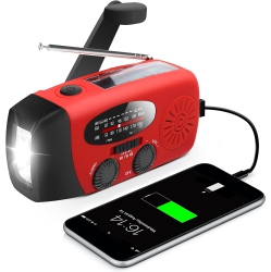 RUNNINGSNAIL [Upgraded Version] Emergency Hand Crank Self Powered Am/fm Noaa Solar Weather Radio With Led Flashlight, 2000Mah Power