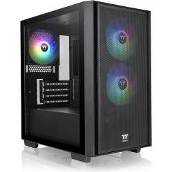 THERMALTAKE Versa H16 Tg Argb Micro Atx Tower Case With Tempered Glass Side Panel, 3 Pre-Installed Argb Fans In Black