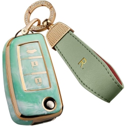 SANRILY 3 Button Flip Key Fob Cover for Nissan Rogue S Rogue Select/sport, Qashqai Tiida Sylphy Frontier Keyless