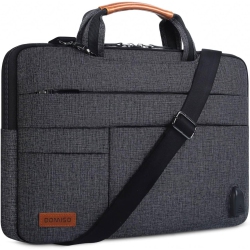 DOMISO 17.3 Inch Multi-Functional Laptop Sleeve Business Briefcase Messenger Bag With USB Charging Port for 17" - 17.3