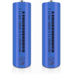 SVENIRVEN 2 Packs 3.7V 2600Mah Button Top Rechargeable Batteries for Headlamp, Led Flashlight, Electronic Devices Etc