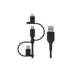 BELKIN 3-In-1 Universal USB-A Cable - USB-C Cable, Lightning Cable, Micro-USB - Charging Cord Boost Charge Charger