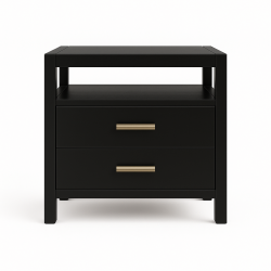 VAST Bedside Cabinet With 2 Drawers And An Open Shelf - In Black
