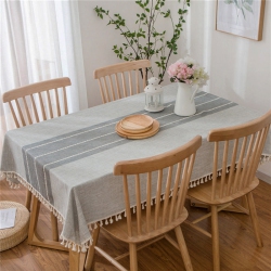 PANDACO Woven Striped Cotton Table Cloth (220 Cm X 140 Cm)