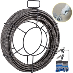 VEVOR 50 Feet X 1/2 Inch Drain Cleaning Cable Solid Core Cable Sewer Cable Drain Auger Cable Cleaner Snake Clog Pipe Drain Cleaning Cable Sewer