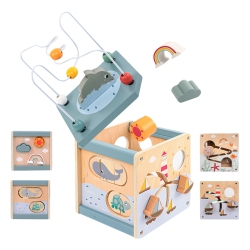 MYACUC Wooden Activity Cube Ocean Puzzle Bead Box Building Block Toy, Early Education Educational Toys, Boys And Girls Gift