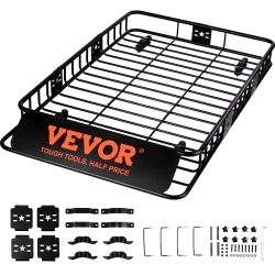 VEVOR 64" X 39" X 6" Roof Rack Cargo Basket, Rooftop Cargo Carrier \w Extension, Heavy-Duty 200 Lbs Capacity Universal Roof Rack Basket, Luggage
