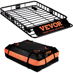 VEVOR 51" X 36" X 5" Roof Rack Cargo Basket, Rooftop Cargo Carrier W/ 15 Cu Ft Waterproof Cargo Bag, 200 Lbs Capacity Universal Rack Carrier For