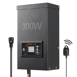 VEVOR 300W Low Voltage Landscape Transformer \w Timer And Photocell Sensor, Waterproof Landscape Lighting Transformer, 120V Ac to 12V/14V Ac For