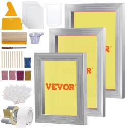 VEVOR 6X10/8X12/10X14Inch Screen Printing Kit, 3 PCs Aluminum Silk Screen Printing Frames, 5 Glitters And Screen Printing Squeegees And Transparency