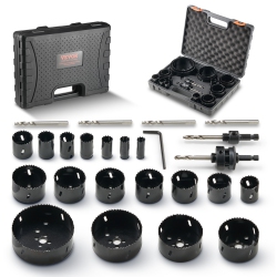VEVOR 18 PCs Saw Blades Hole Saw Kit, 6 Drill Bits, 1 Hex Wrench, Size From 3/4" to 4-1/2", Bi Metal M42 Hole Saw Set \w Carrying Case, Ideal for Wood