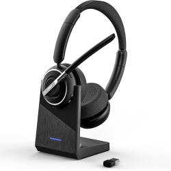 PRANCYBT Bluetooth Headset With Ai Noise Cancellation & Charging Base