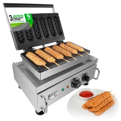 ALDKITCHEN Ap-527 Hot Dog Waffle Maker Commercial | Corn Dog Waffle Maker | 6 PCs | Hotdog Waffles On A Stick | Stainless Steel | 110V