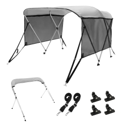 VEVOR 3 Bow Bimini Top Boat Cover, 600D Polyester Canopy \w 1" Aluminum Alloy Frame, Includes Storage Boot, 2 Support Poles, 2 Straps, 6'l X 46"h X
