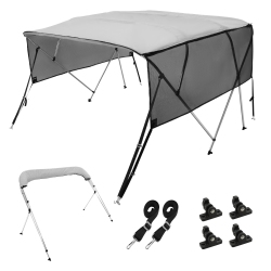 VEVOR 4 Bow Bimini Top Boat Cover, 600D Polyester Canopy \w 1" Aluminum Alloy Frame, Includes Storage Boot, 2 Support Poles, 2 Straps, 8'l X 54"h X