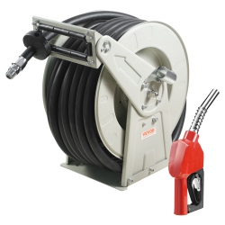 VEVOR 1" X 50' Fuel Hose Reel, Extra Long Retractable Diesel Hose Reel, 300Psi, Heavy-Duty Carbon Steel Construction \w Automatic Fuel Nozzle, Nbr