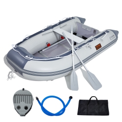 VEVOR 4-Person Inflatable Dinghy Boat, Transom Sport Tender Boat, \w Marine Wood Floor And Adjustable Aluminum Bench, 1000 Lbs Inflatable Fishing