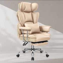 MINLOVE Coolse Big & Tall Ergonomic Office Chair \w Foot Rest, High Back Pu Leather Executive Chair \w Metal Armrests, Lumbar Support for Home Or