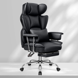 MINLOVE Coolse Big & Tall Ergonomic Office Chair \w Foot Rest, High Back Pu Leather Executive Chair \w Metal Armrests, Lumbar Support for Home Or