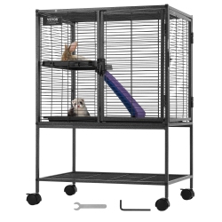 VEVOR 34" Rolling Metal Ferret Cage, Large 2-Tier Critter Nation Cage, Small Animal Cage \w Ramps & Tray, Easy to Set Up for Pet Rats, Hamster