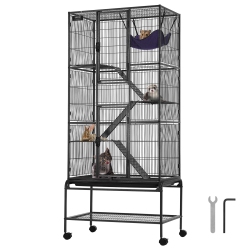 VEVOR 69" Rolling Metal Ferret Cage, Large 4-Tier Critter Nation Cage, Small Animal Cage \w Ramps & Tray, Easy to Set Up for Pet Rats, Hamster