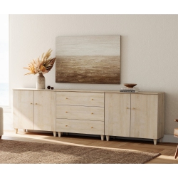 WAMPAT Tv Standh for 100+ Inch Tvs, 3-In-1 Modern Entertainment Center \w 4 Doors And 3 Drawers, 106" Media Console Table \w Compartments for Living