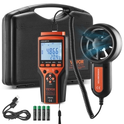 VEVOR 14℉-140℉ Split Handheld Anemometer, Digital Wind Speed Cfm Meter Gauge \w Led Backlight Screen, Measures Wind Velocity Wind Temperature
