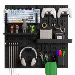 KEEPO Wall Gaming Set Up Organizer With 4PCs Pegboards - In Black