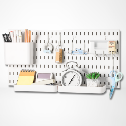 KEEPO Wall Organizer Set With 2PCs Pegboards - In White