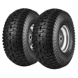 VEVOR 15X6-6" Lawn Mower Tires, Tractor Tires, 2-Pack Tire And Wheel, Turf Pneumatic Tires \w 3" Centered Hub And 3/4" Bushing Size, 16 PCs Adapters