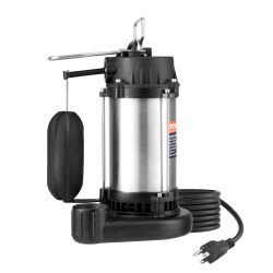 VEVOR 0.5HP 4188Gph Submersible Sewage Pump, Cast Iron Sewage Water Pump \w 24 Ft Lift 10 Ft Power Cord And Automatic Float Switch, Stainless Steel