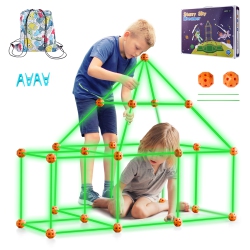 VEVOR 85PCs Fort Building Kit for Kids, Glow In The Dark Stem Building Toys, Educational Gift for 4 5 6 7 8+ Year Old, Play Tent Construction Toys